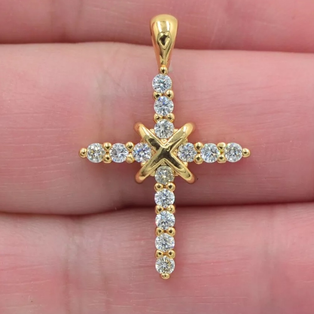 18K yellow gold filled cross pendant